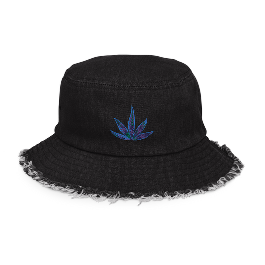 Ndica-Distressed denim bucket hat