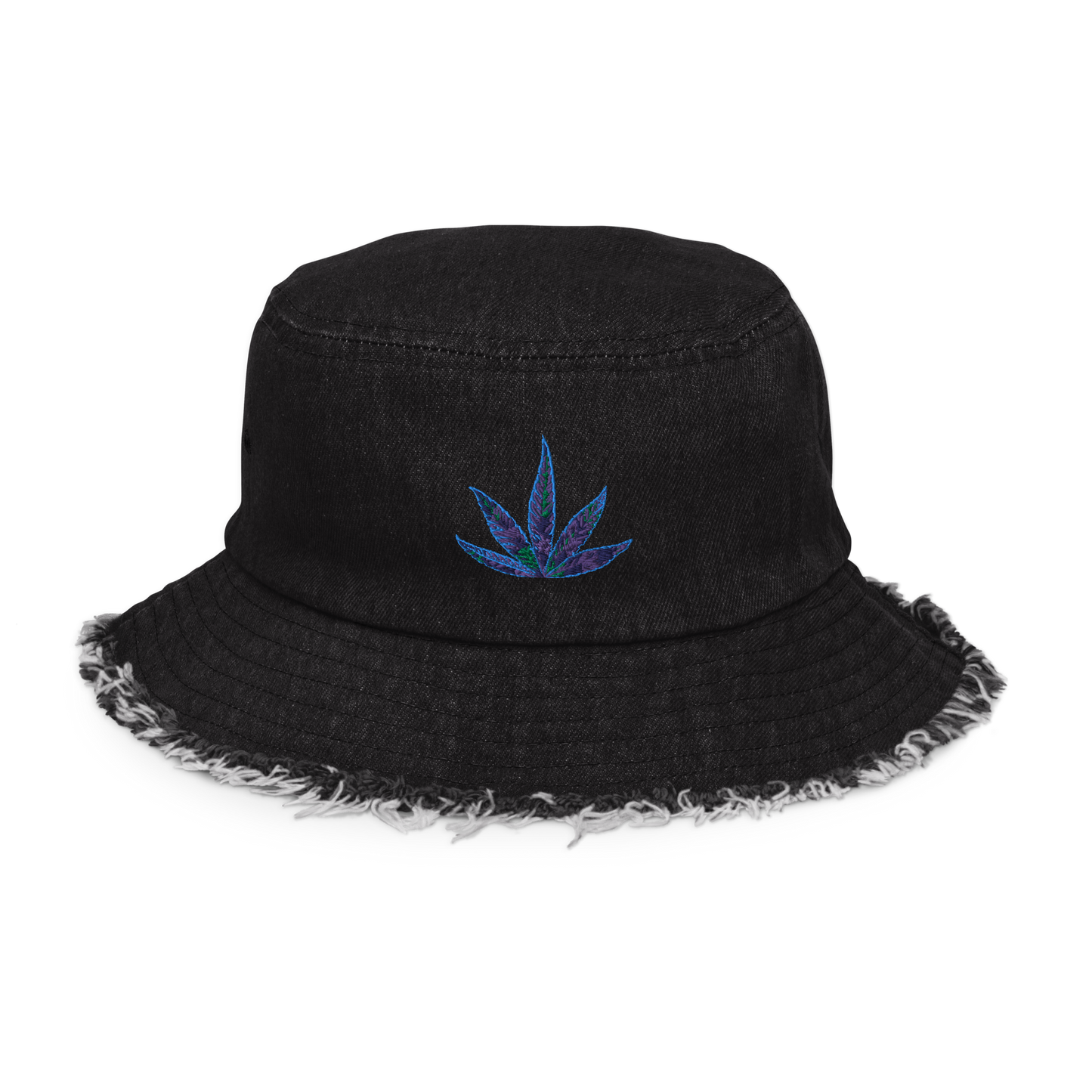 Ndica-Distressed denim bucket hat