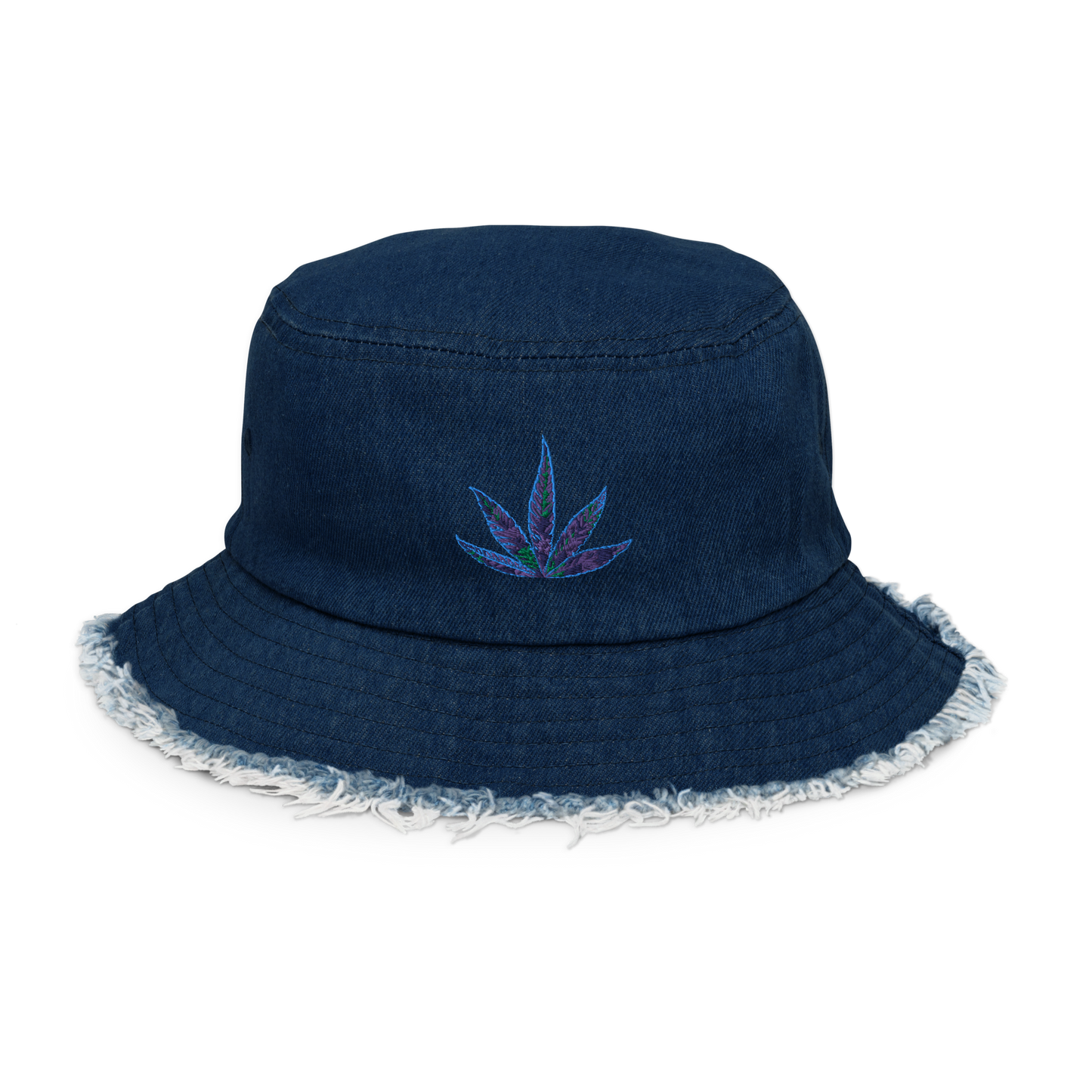 Ndica-Distressed denim bucket hat