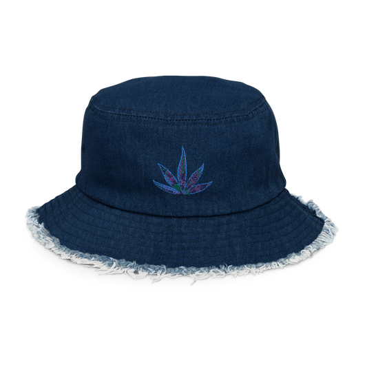 Ndica-Distressed denim bucket hat